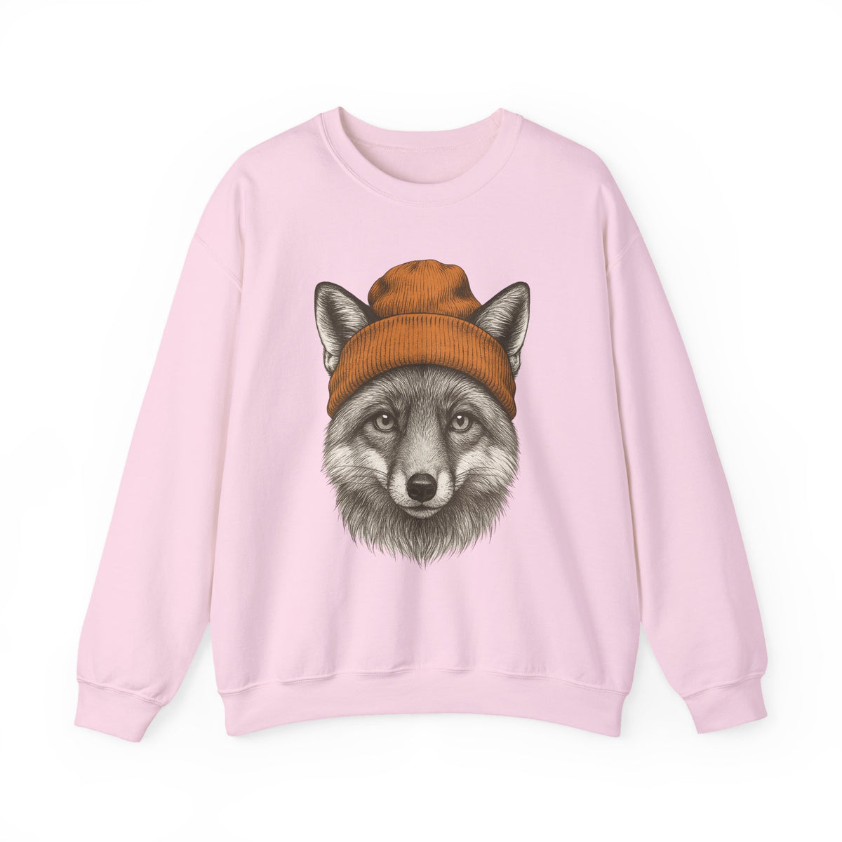 Cute Fox With Beanie Sweatshirt - Retro 90's Wildlife Camping Outfit - Winter Outdoor Adventure - Nature Animals Unisex Graphic Sweatshirt