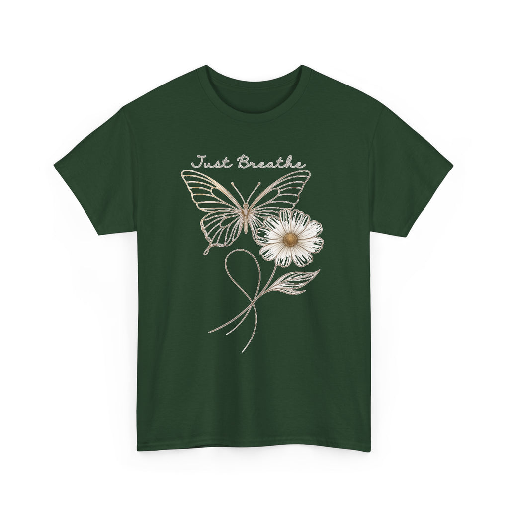 Simple Butterfly T-Shirt Design, Flower PNG, Boho Sweatshirt PNG, Just Breathe Inspirational Sublimation Designs for Shirts, Minimalist A170