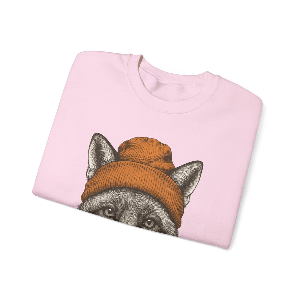 Cute Fox With Beanie Sweatshirt - Retro 90's Wildlife Camping Outfit - Winter Outdoor Adventure - Nature Animals Unisex Graphic Sweatshirt