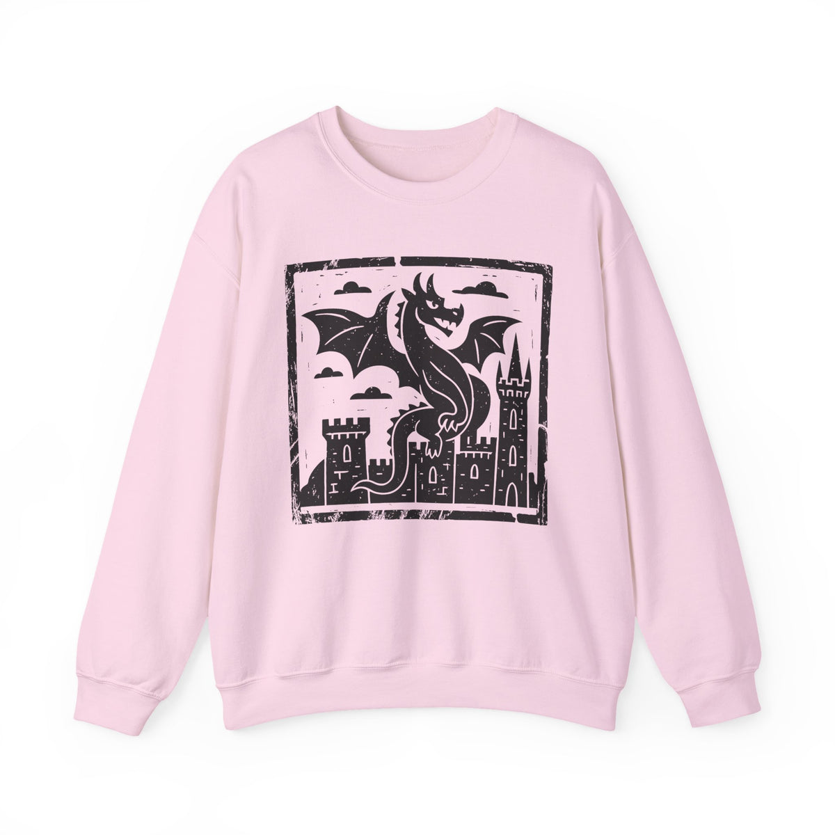 Vintage Dragon Sweatshirt, Medieval Dragon Shirt, Block Print Style Dragon Shirt, Oversize Womens, Mens,