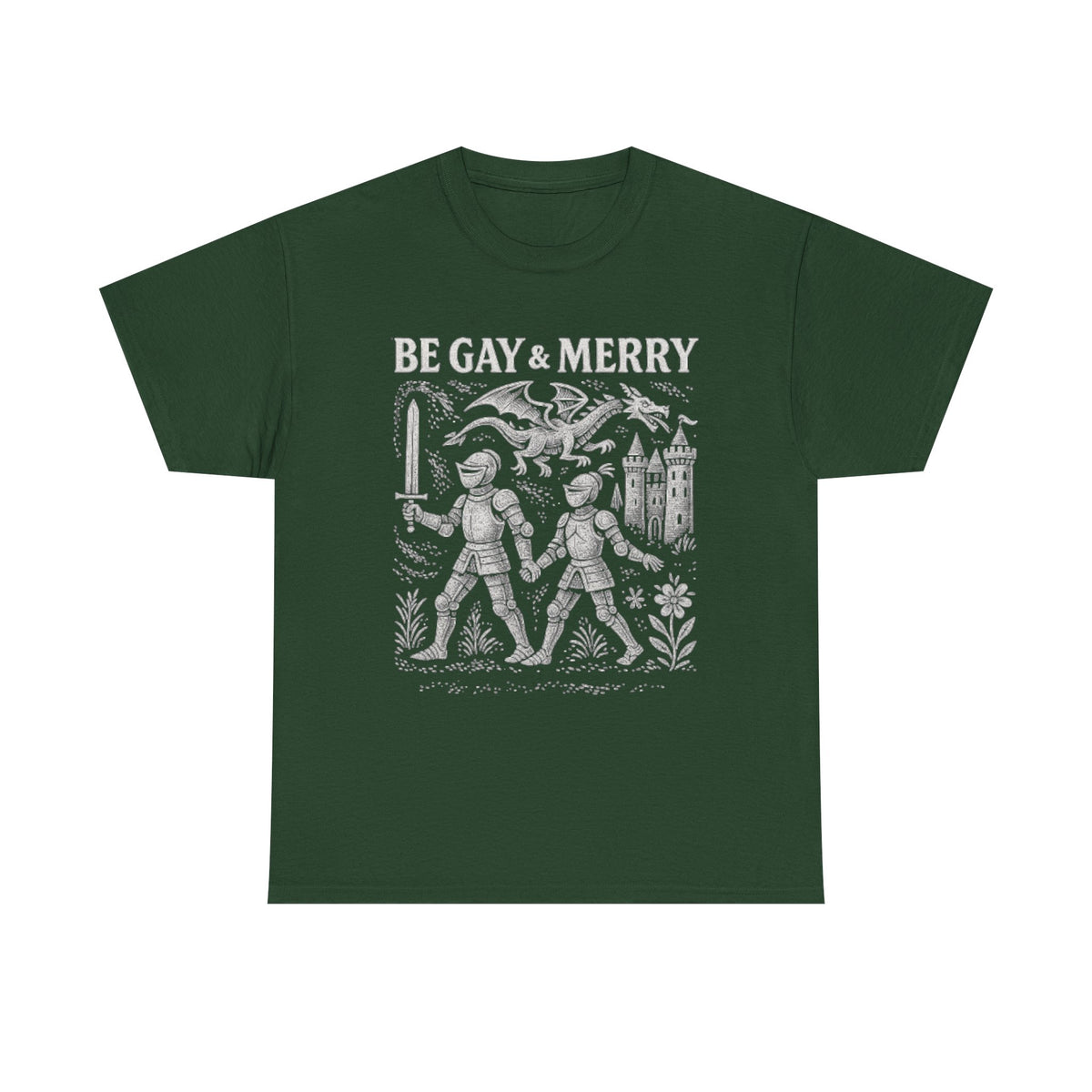 Be Gay & Merry Medieval Shirt, Fantasy lgbt Shirt, Gay Pride Castle Dragon Shirt, Funny Comfort Colors® Unisex Tshirt, Lgbtq Support
