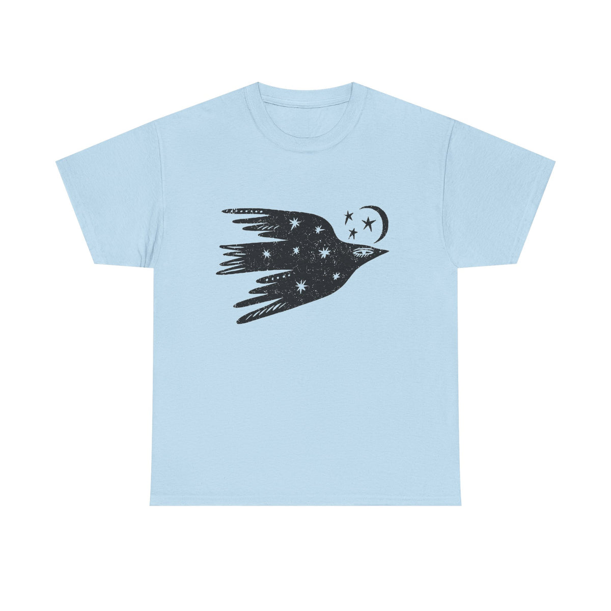 Celestial Bird Shirt Flying Bird Night Sky Moon Stars Vintage Tee Distressed Graphic Tshirt Bohemian Style Trendy Boho Design Folk Art Tee