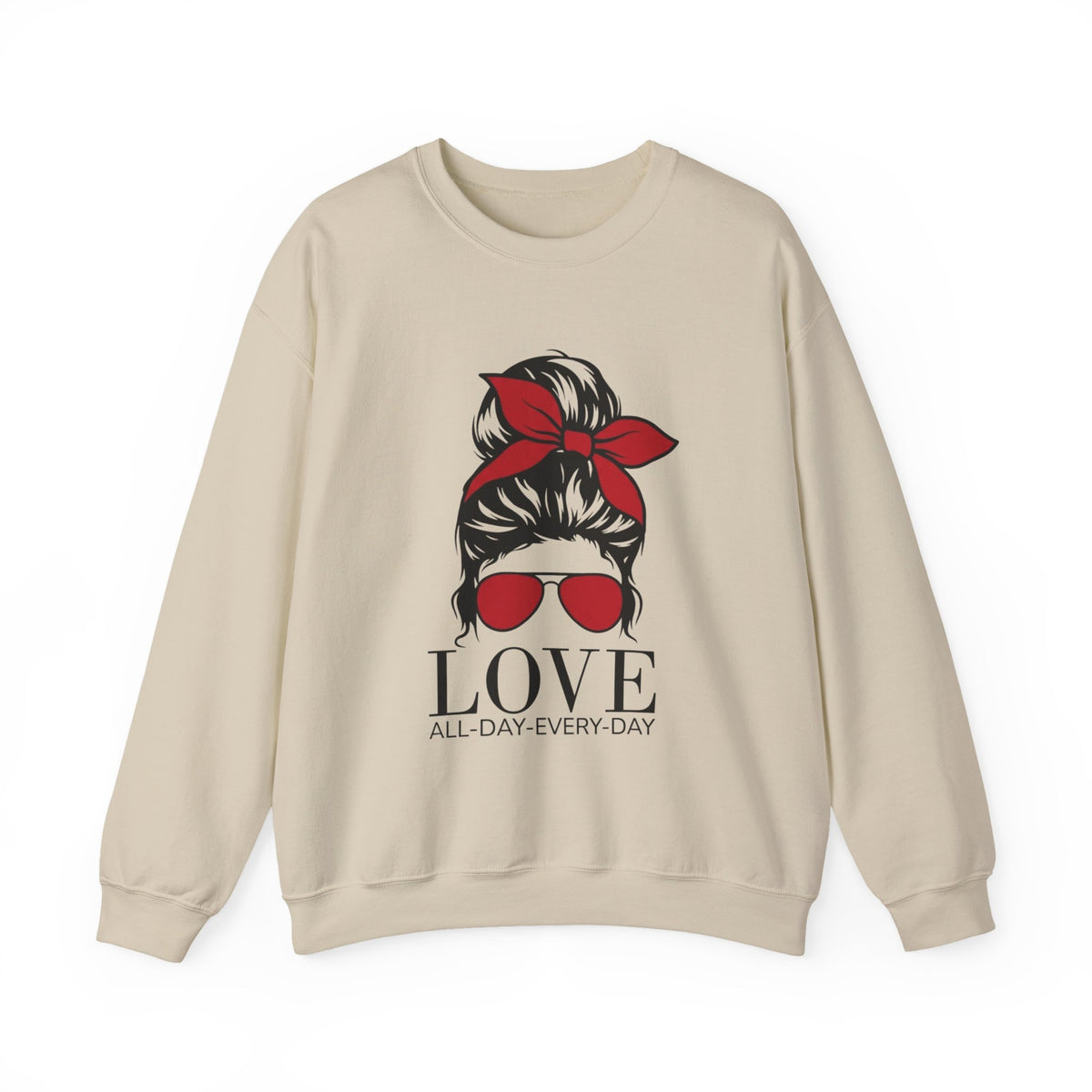 Love All Day Messy Bun Sweatshirt: Valentine's Gift for Mama