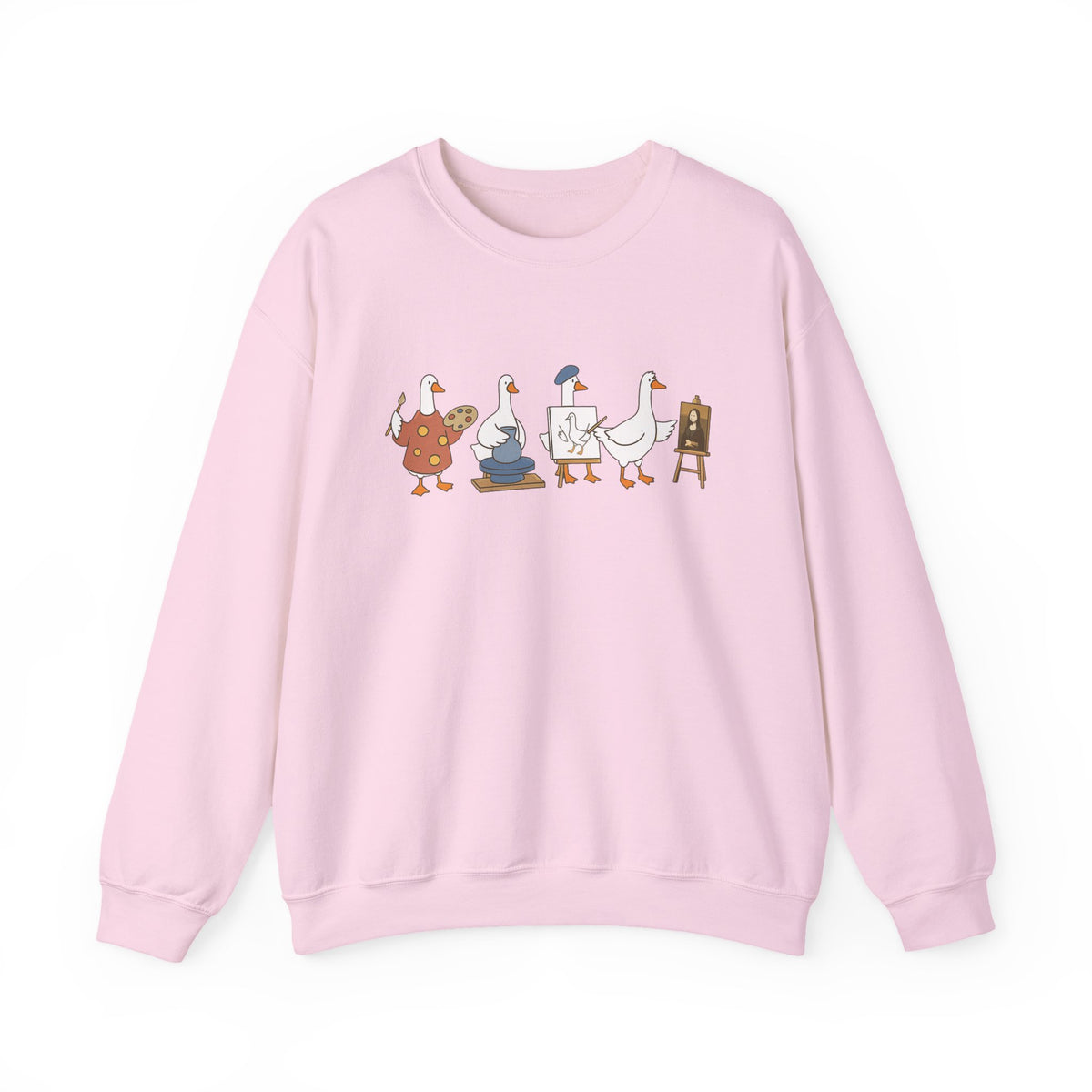 Cozy Art Teacher Goose Sweatshirt Funny Artist Pullover Vintage Painter Gift Retro Pottery Crewneck Minimalist Art Student Creative Apparel