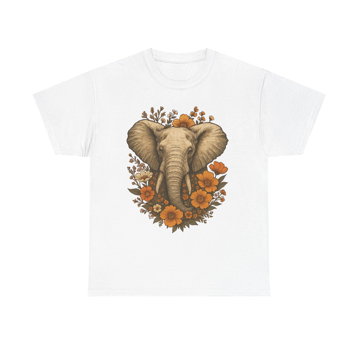 Boho Vintage Elephant Tshirt, Floral Elephant Comfort Colors Relaxed Fit Shirt for Nature Lovers, Outdoor Lover Gift Tee, Jungle Shirts