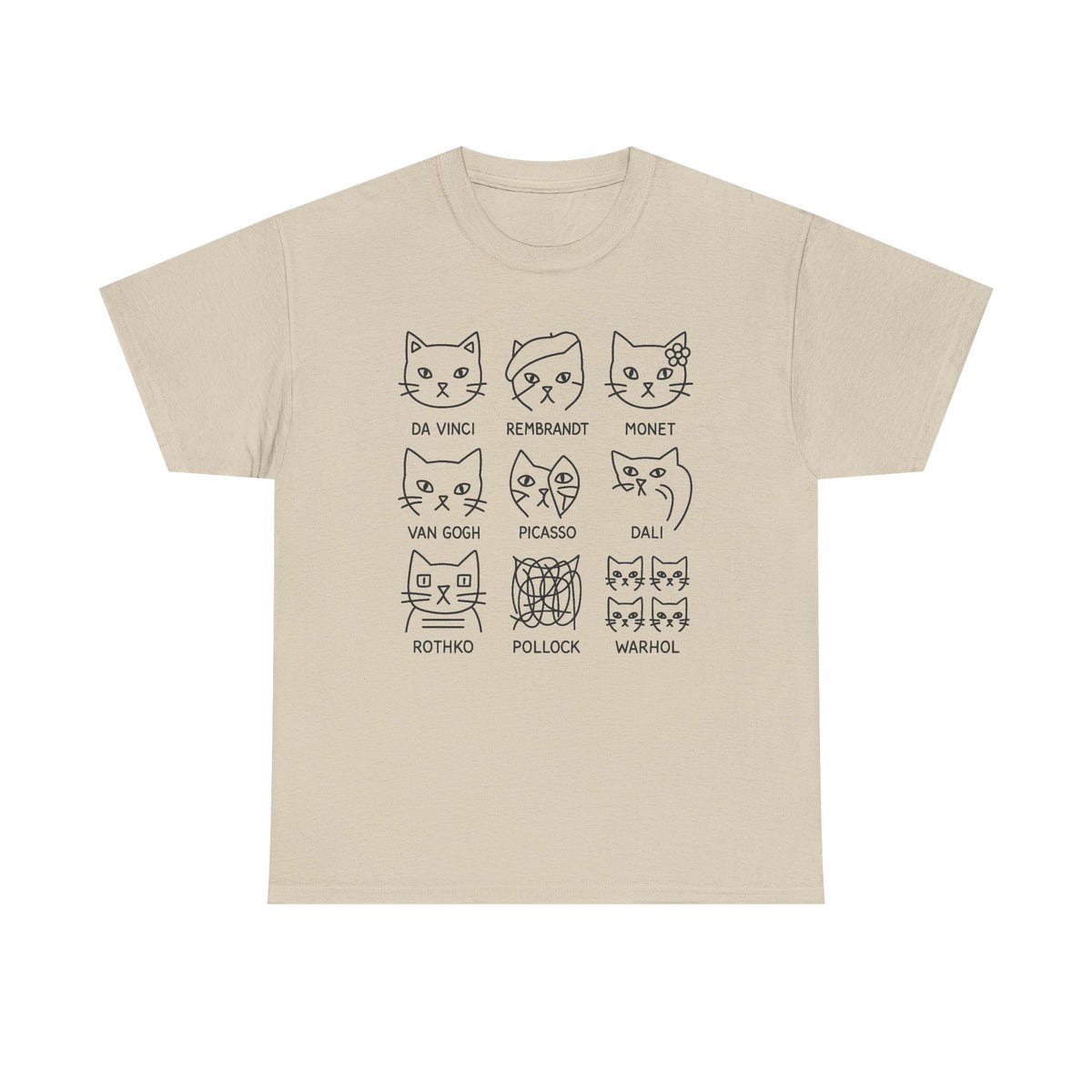 Artistic Cats Inspired by Famous Painters, Funny Cat Art, Minimalist Illustration, Gift for Artist or Art Teacher, Art Shirt, Aesthetic Tee