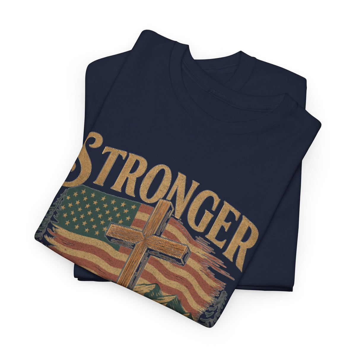 Christian Mens Shirt PNG Stronger than the Storm Patriotic Sublimation Designs for Men Christian PNG Designs Trendy Png American Flag Tshirt