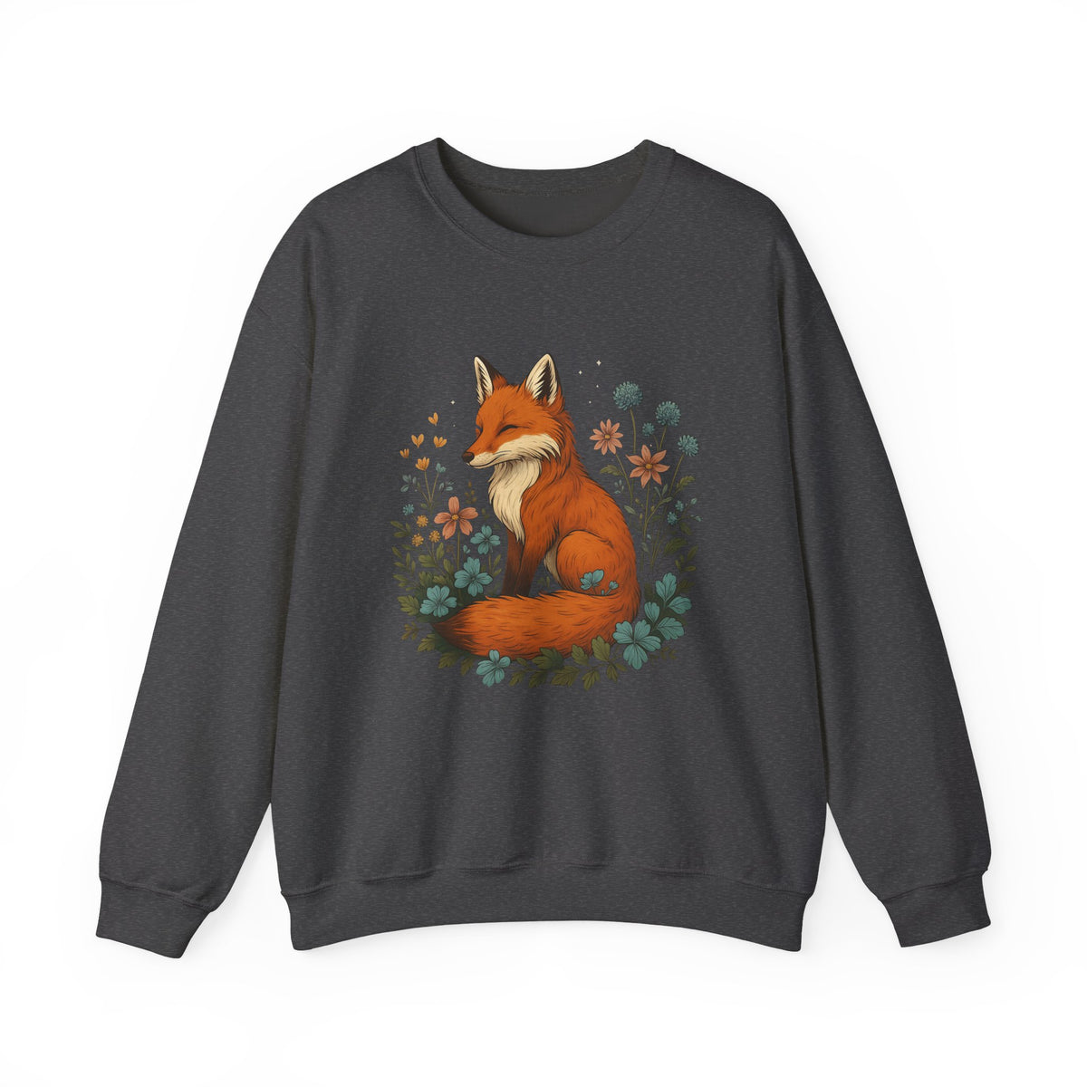 Cute Fox Sweatshirt, Flower Fox Sweatshirt, Forestcore Sweatshirt, Animal Sweater, Fairycore Sweatshirt, Floral Fox Sweatshirt, Fox Hoodie