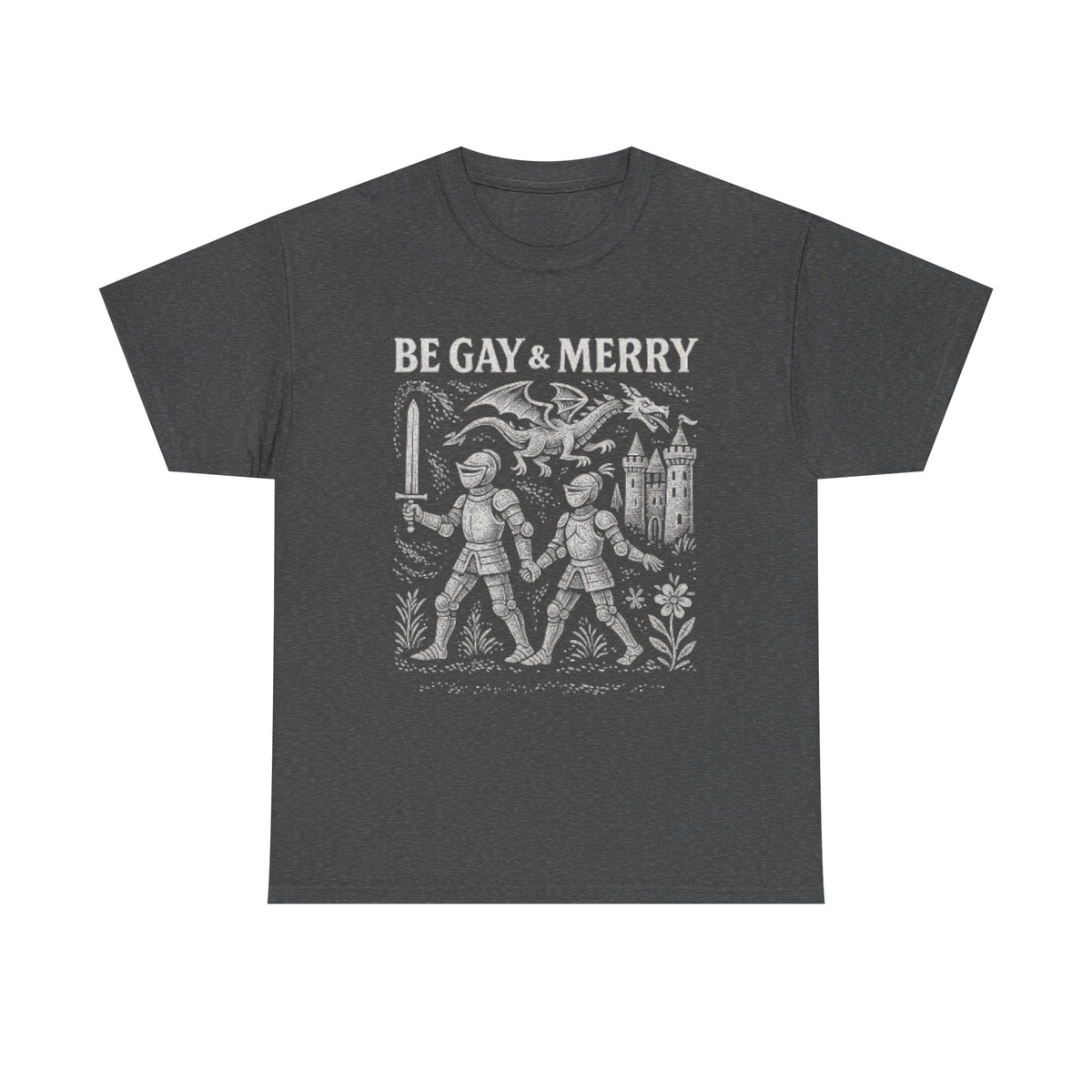 Be Gay & Merry Medieval Shirt, Fantasy lgbt Shirt, Gay Pride Castle Dragon Shirt, Funny Comfort Colors® Unisex Tshirt, Lgbtq Support