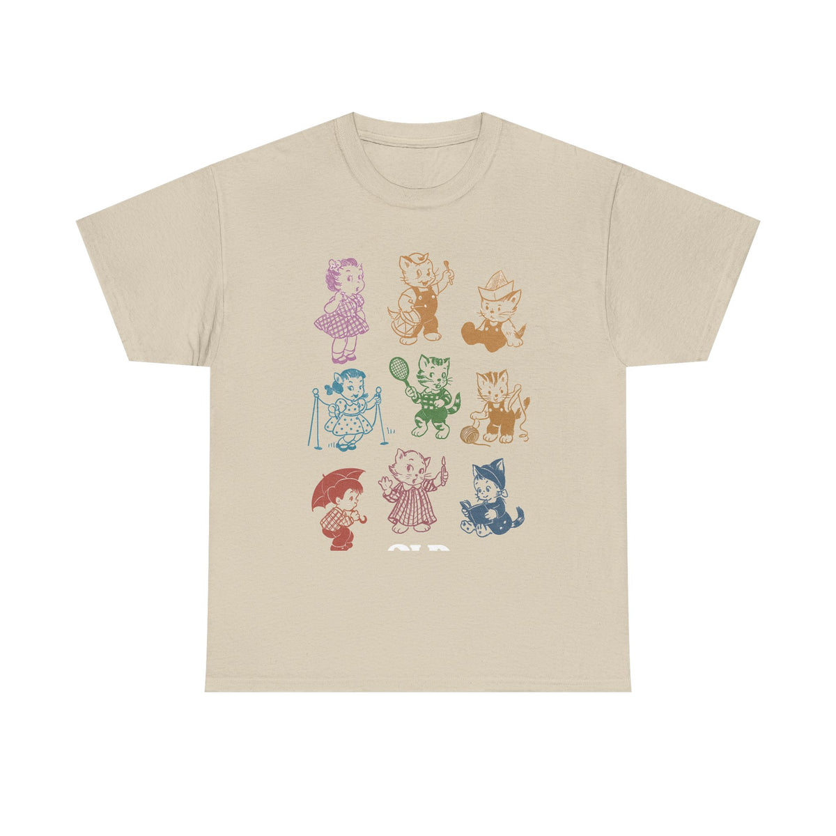 Cat 90s Tattoo Vintage T-shirt, Retro Kitten Cute Shirt, Cat Lovers Gift, Cats Playing Unisex Relaxed Adult Graphic Tee, Funny Weird T-shirt