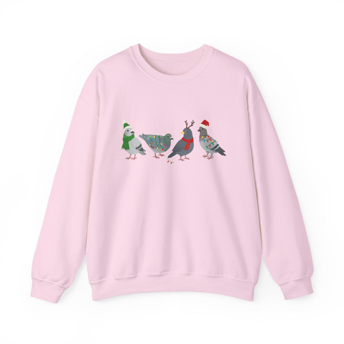 Santa Pigeons Sweatshirt Funny Christmas Sweatshirt Santa Animals Sweater Xmas Aesthetic Long Sleeve Shirt Pigeons and Candy Cane Cute Birds