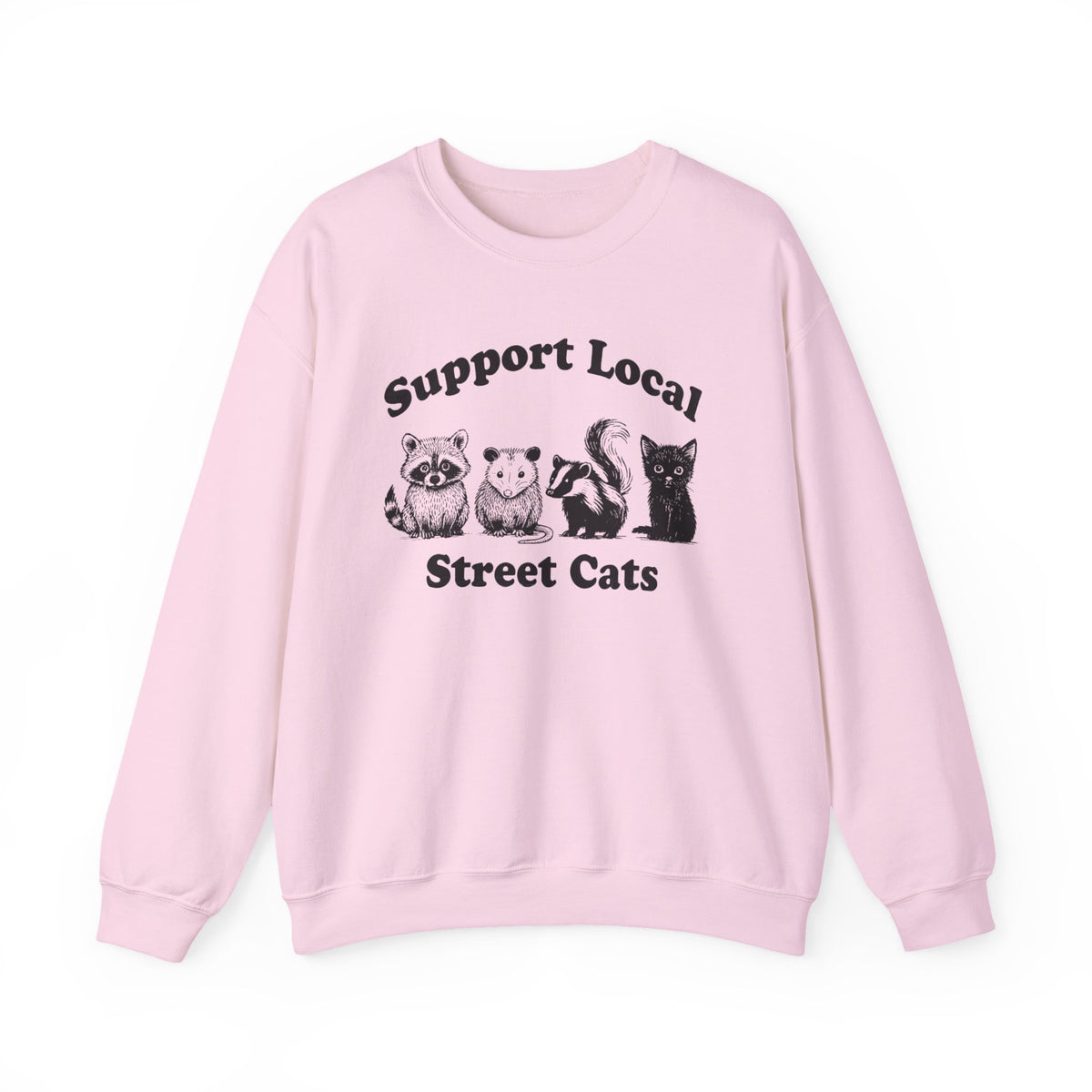 Funny Raccoon Possum Skunk Sweatshirt: Support Local Street Cats
