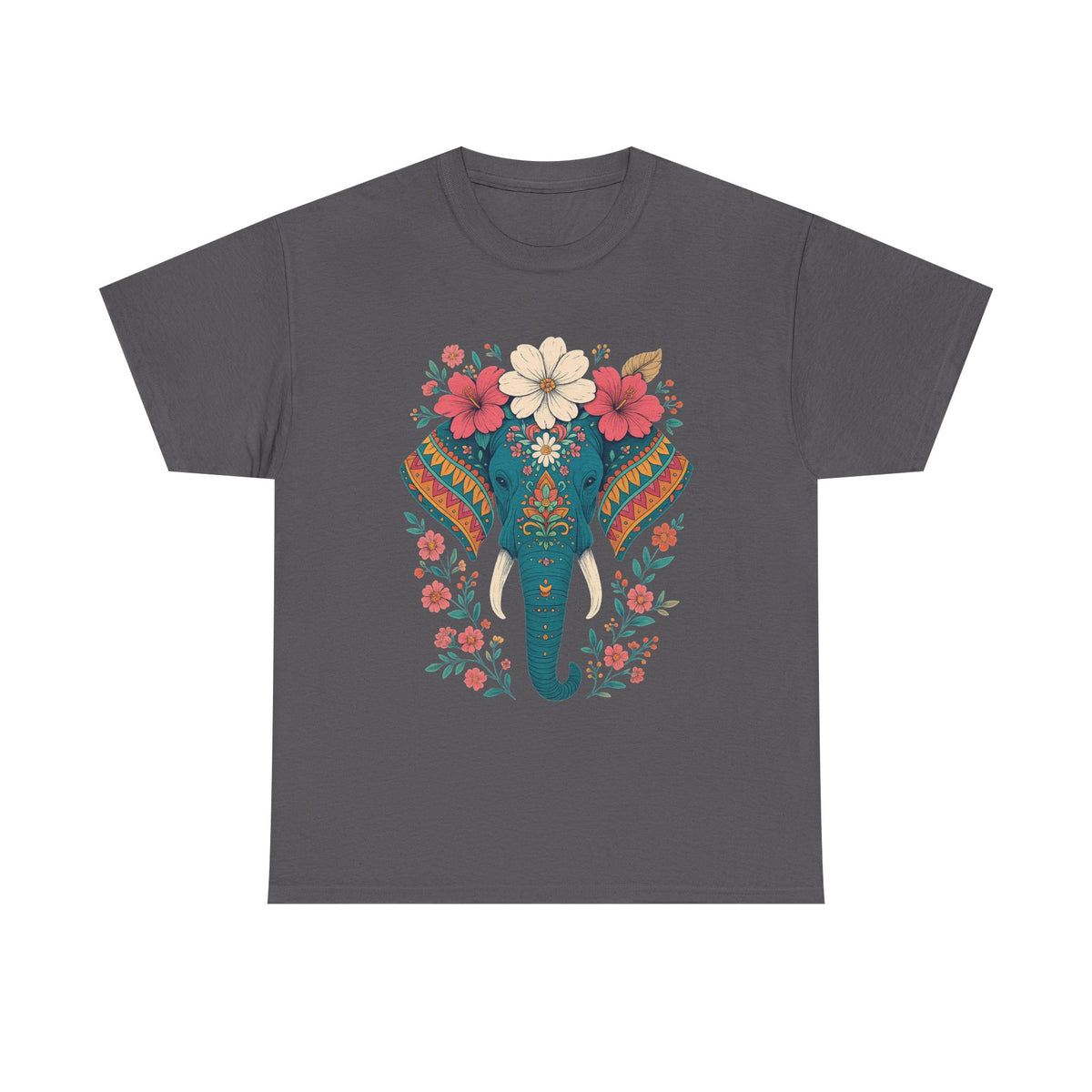 Elephant Flower Shirt, Bohemian Floral Elephant T-shirt, Spirit Animal Tee, Colorful Boho Hippie Style Animal lovers gift for her, Yoga Tops