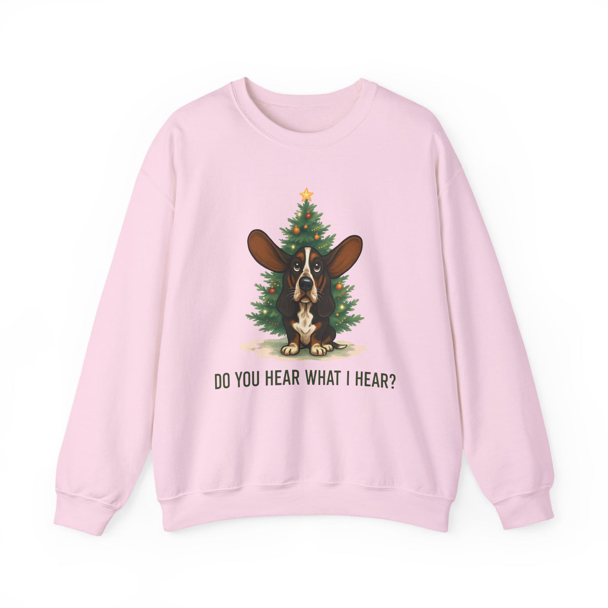 Basset Hound Do You Hear What I Hear Shirt, Christmas Dog Lover Sweatshirt, Watercolor Basset Hound Tee, Dog Mom Gift, Dog Holiday Crewneck