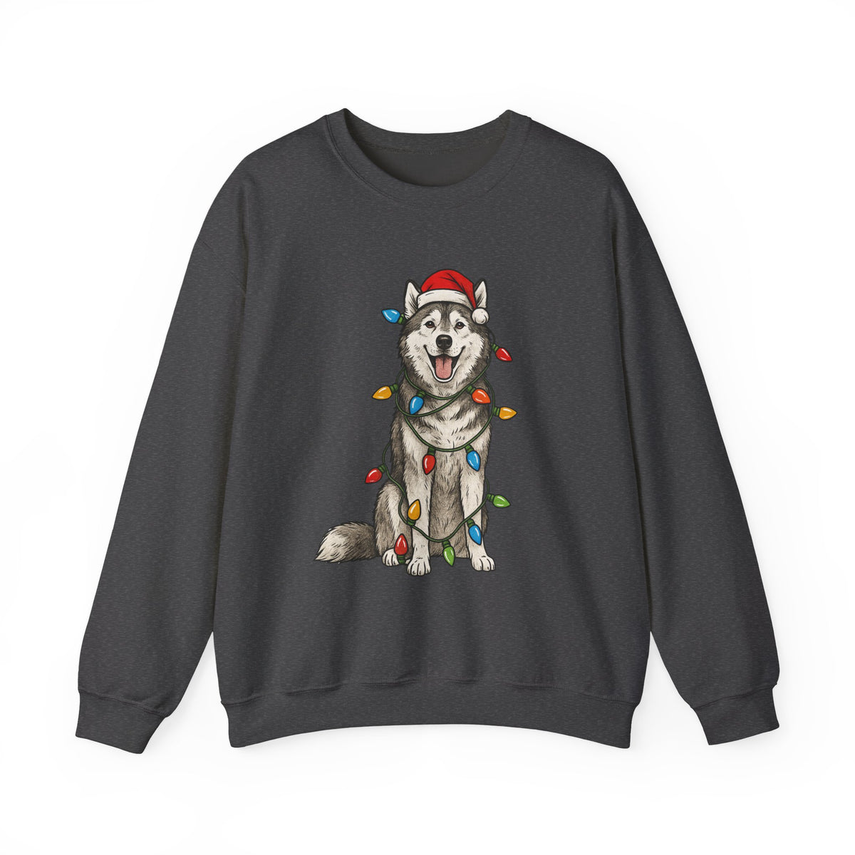 Husky Christmas Sweatshirt, Siberian Husky Xmas Sweater, Halloween Gifts, Christmas Animals Crewneck ,Christmas Dog Lights Tshirt