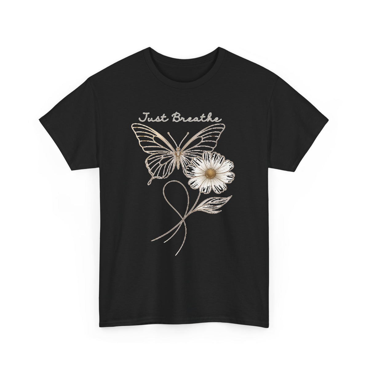 Simple Butterfly T-Shirt Design, Flower PNG, Boho Sweatshirt PNG, Just Breathe Inspirational Sublimation Designs for Shirts, Minimalist A170