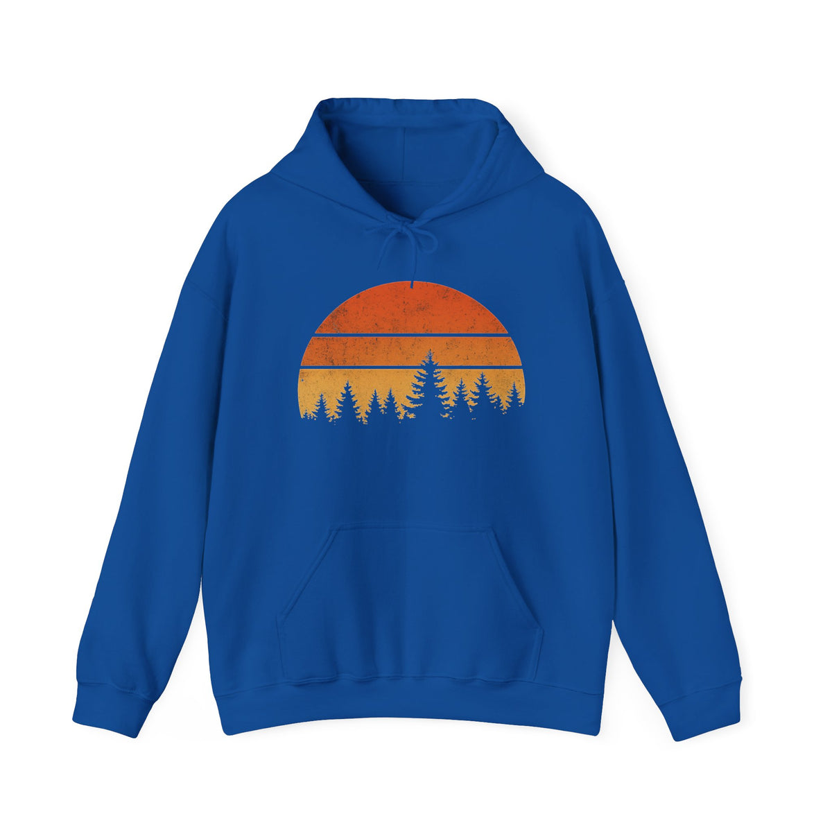 Retro Camping Hoodie: Forest Sunset Graphic, Nature Lover Gift