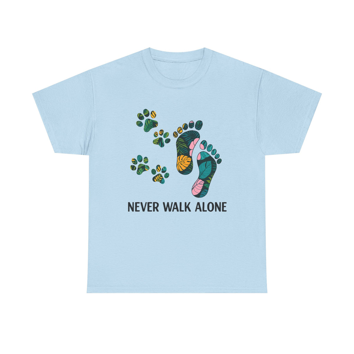 Never Walk Alone Shirt,Paw Dog Flower Tshirt,Dog Lover  Gift,Dog Friends Tee,Dog Mom Shirt,Dog Owner Gift,Pet Friendship Shirt,Dog Women Tee