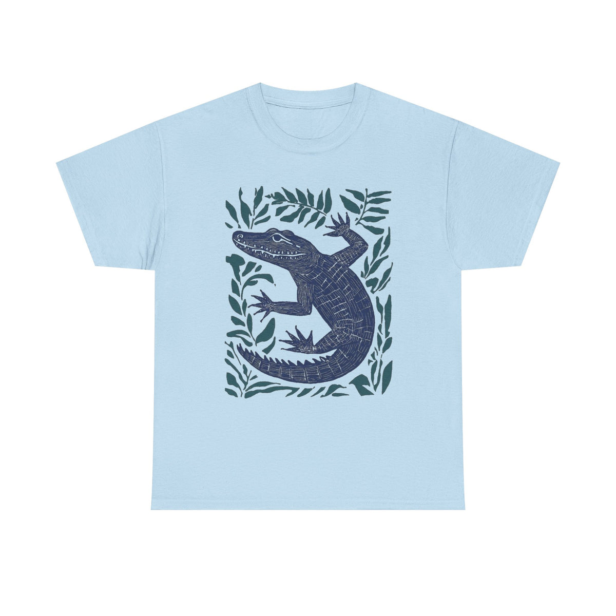 Vintage Alligator, Crocodile Women Shirt, Retro Block Print Tee, Woodcut Stamp Tshirt
