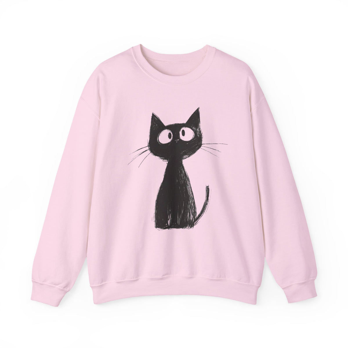 Cute Black Cat Sweatshirt Cozy Whimsical Graphic Sweater Stylish Wear For Adorable Cat Lovers Gift For Cat Mom and Cat Dad Pullover