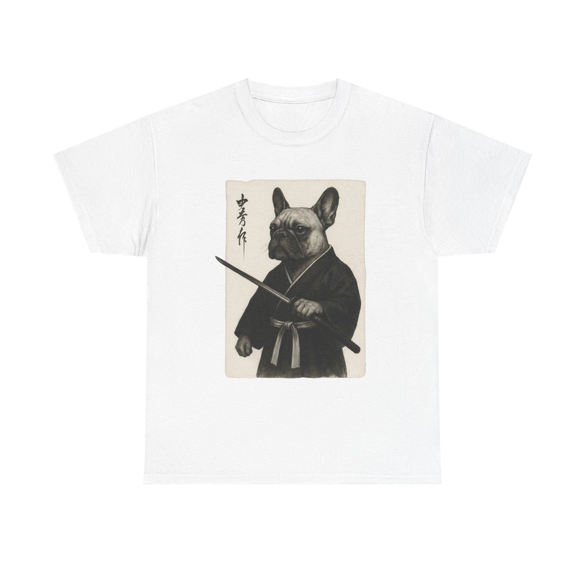Samurai Frenchie, Japanese Art Shirt, Funny Dog Gift, Cool Bulldog Top, Anime Streetwear, Ink Wash Style