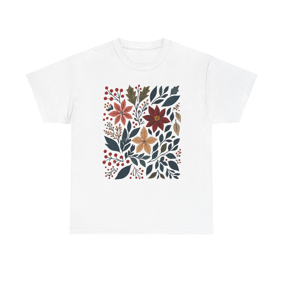 Boho Winter Floral Shirt, Retro Winter Tshirt, Christmas Vibes Shirt, Christmas Season Graphic Tee, Vintage Winter Aesthetic
