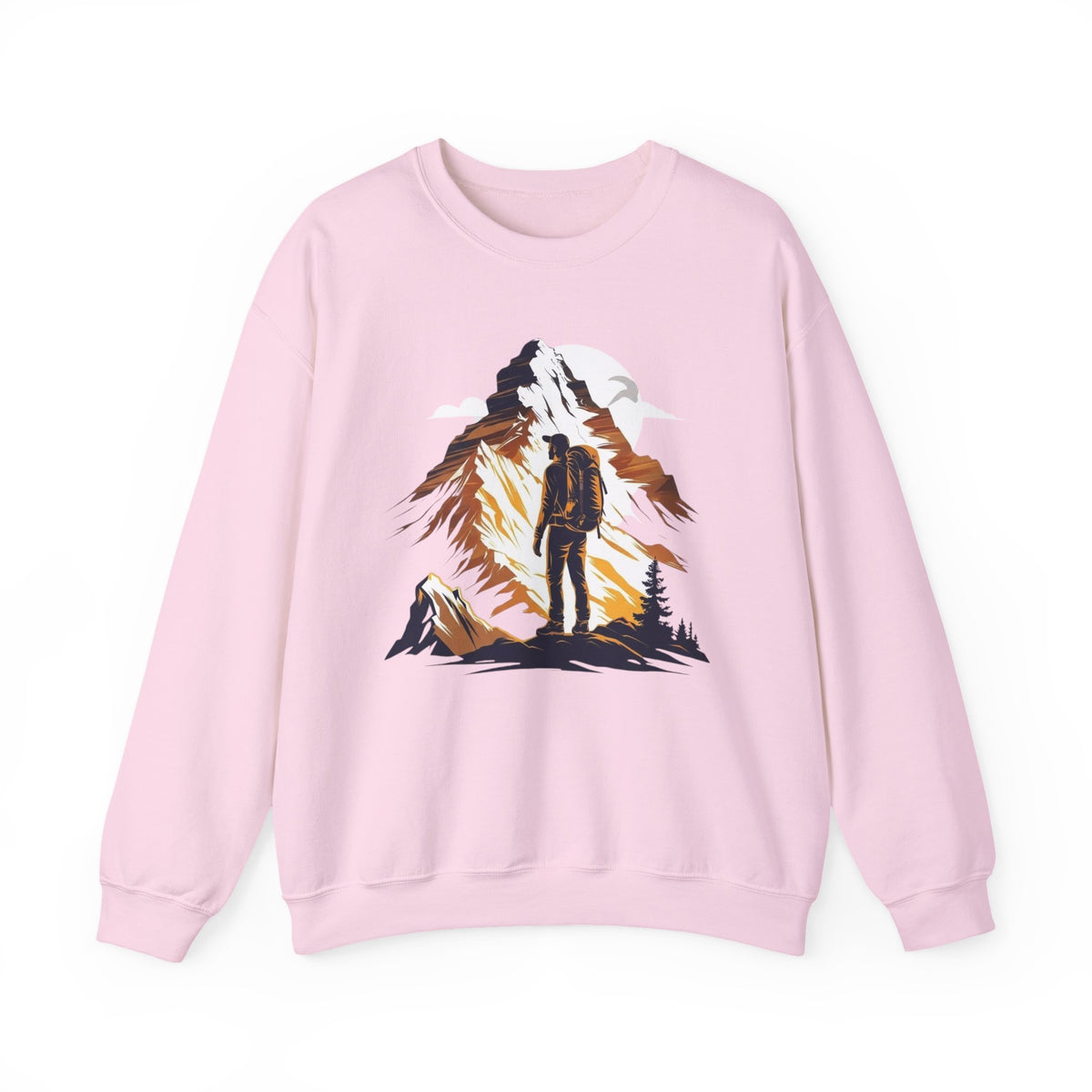 Retro Mountain Sunset Sweatshirt, Cozy Hiking Shirt