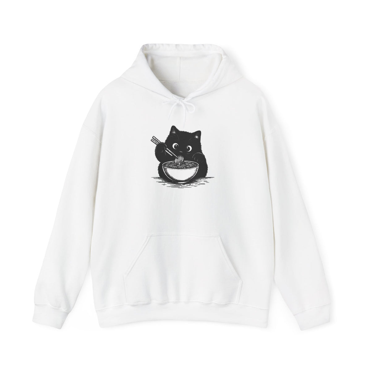 Noodle Cat Hoodie, Black Cat Ramen Hoodie, Ramen Cat Hoodie,Gift for Mom, Cat Lover Gift, Kawaii Hoodie,Foodie Lover Hoodie,Black Cat Hoodie