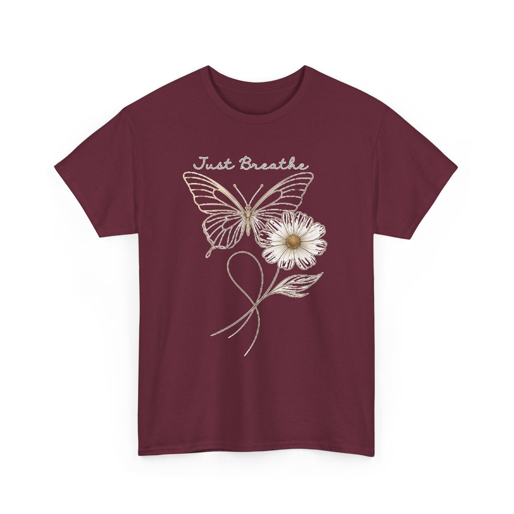 Simple Butterfly T-Shirt Design, Flower PNG, Boho Sweatshirt PNG, Just Breathe Inspirational Sublimation Designs for Shirts, Minimalist A170