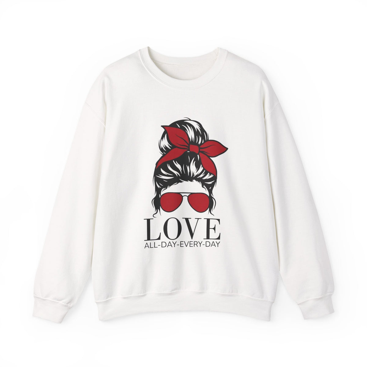 Love All Day Messy Bun Sweatshirt: Valentine's Gift for Mama