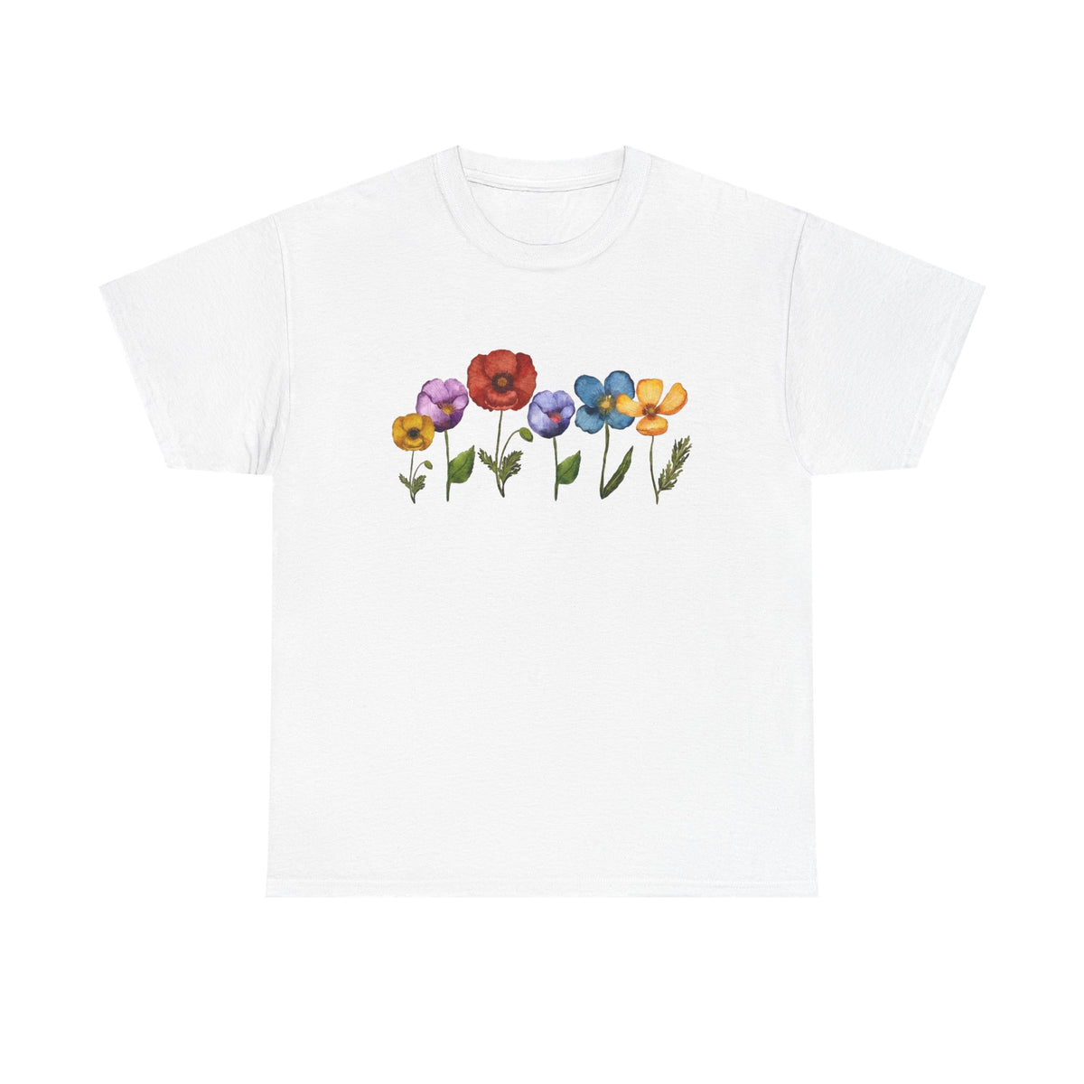 Botanical Shirt, Poppy Flower Shirt, Wildflower Shirt, Watercolor Flowers Tshirt, Floral Shirt, Spring Shirt, Poppy Shirt, Gardening Shirt