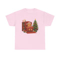 Gingerbread Christmas Shirt Reading Boook Ginger Bread Cookie Tee Book Lover Xmas Tshirt Retro Holiday Tree Christmas Shirt