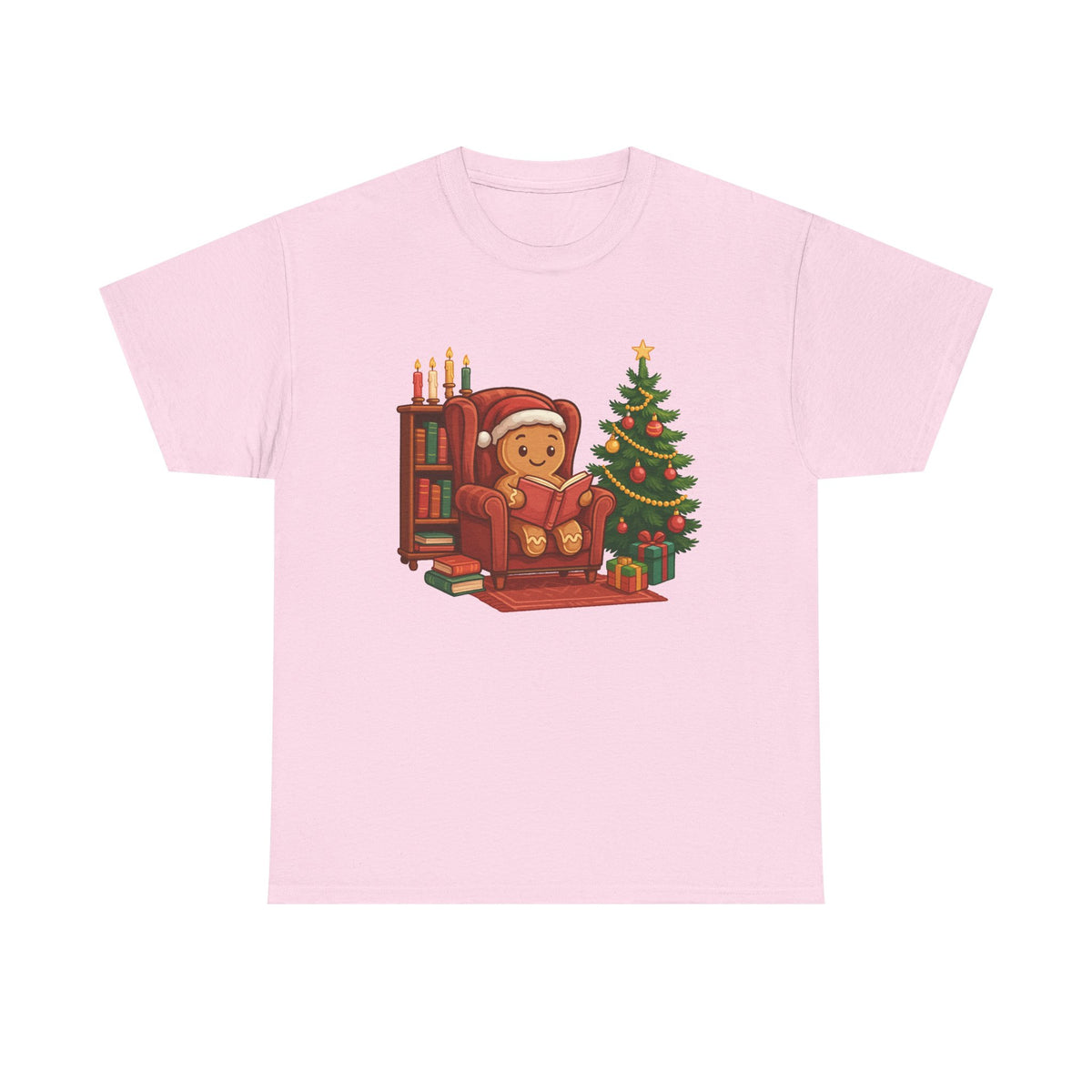 Gingerbread Christmas Shirt Reading Boook Ginger Bread Cookie Tee Book Lover Xmas Tshirt Retro Holiday Tree Christmas Shirt