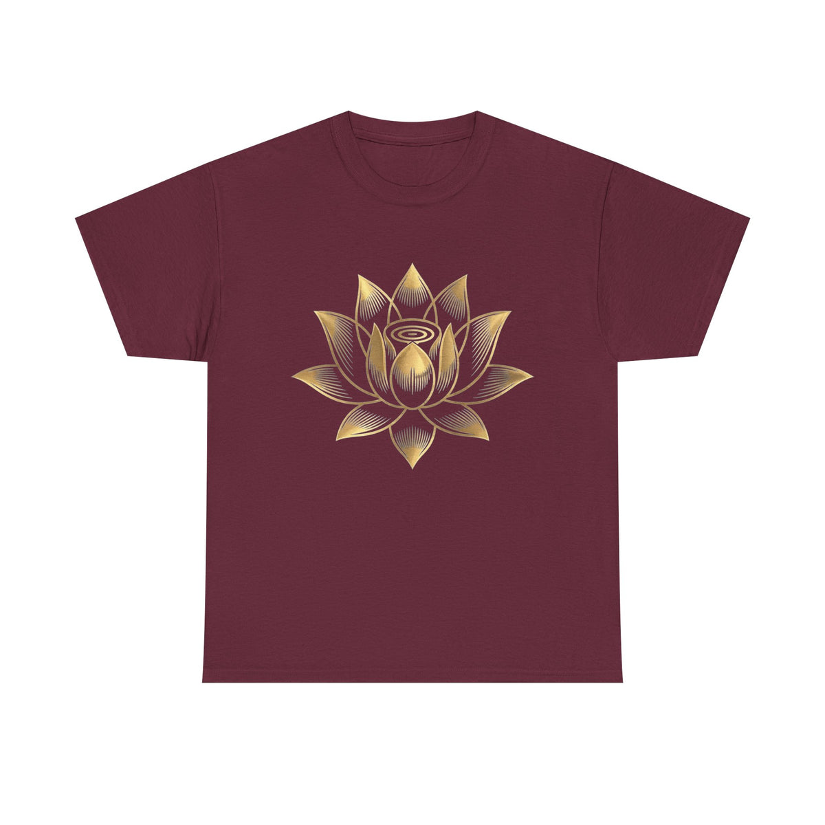 Lotus Flower Shirt, Gold Lotus Design, Spiritual Yoga Tee, Meditation Apparel, Bohemian Floral Gift, Zen Garden Top