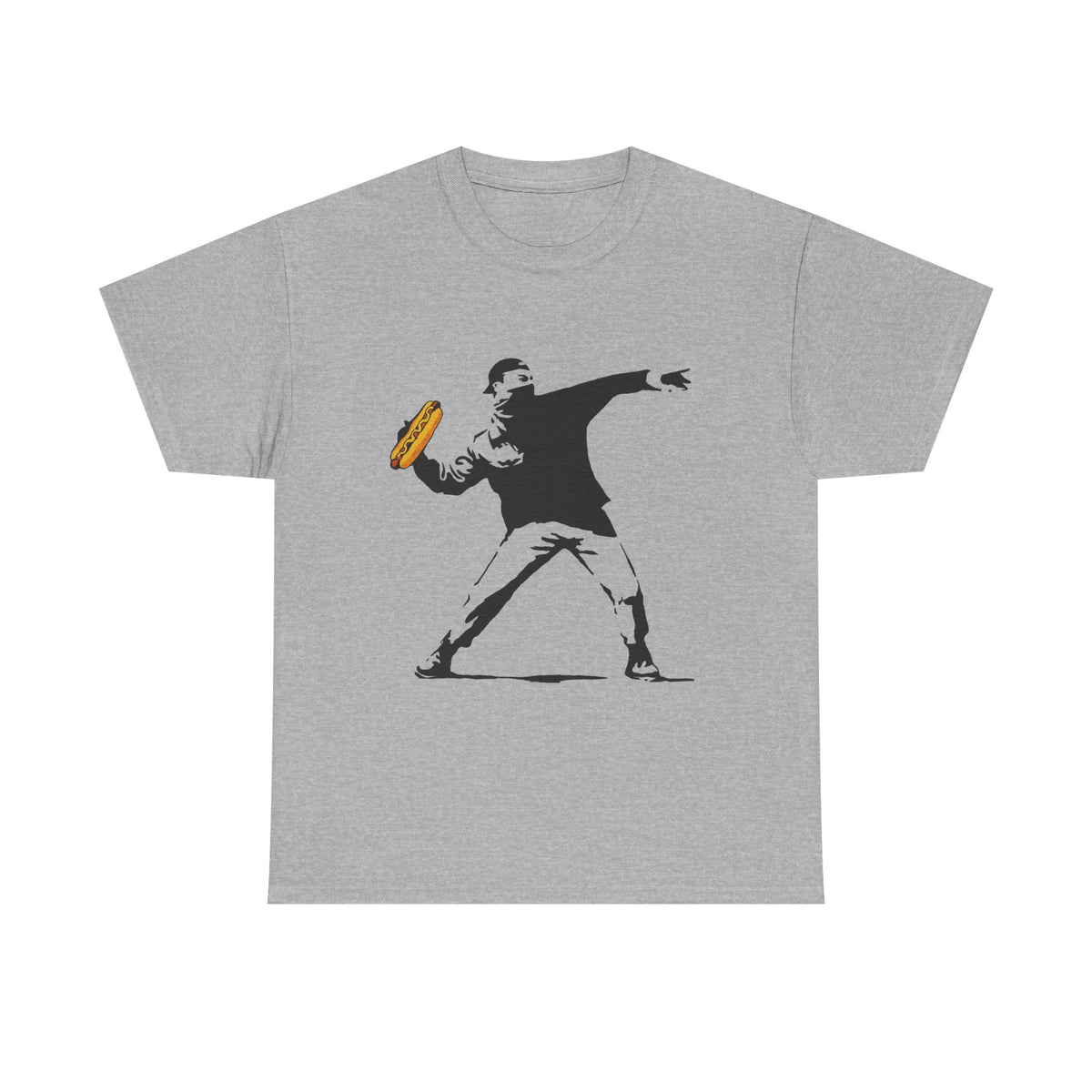 Banksy Inspired Sandwich Thrower Tee ,Turn the Volume Up Shirt ,Funny Food Parody Design ,Modern Minimalist Streetwear Style, Comfort Colors