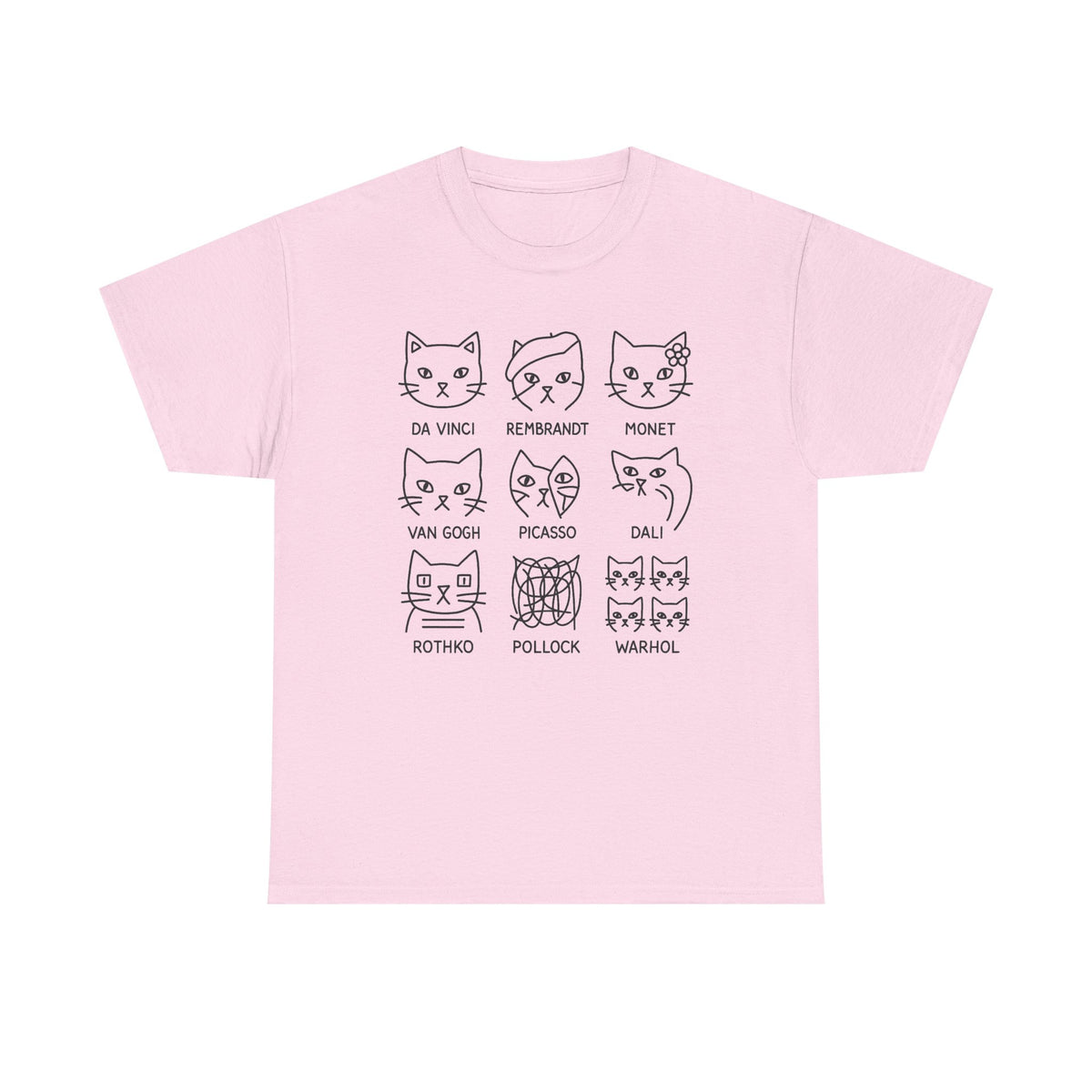 Artistic Cats Inspired by Famous Painters, Funny Cat Art, Minimalist Illustration, Gift for Artist or Art Teacher, Art Shirt, Aesthetic Tee