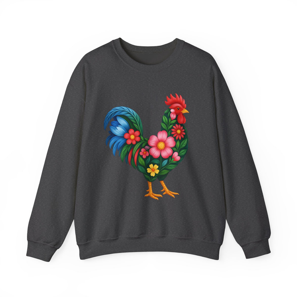 Floral Chicken Sweatshirt, Gildan Unisex Rooster Crewneck, Funny Farm Life Pullover, Chicken Lover Gift, Country Graphic S-4XL