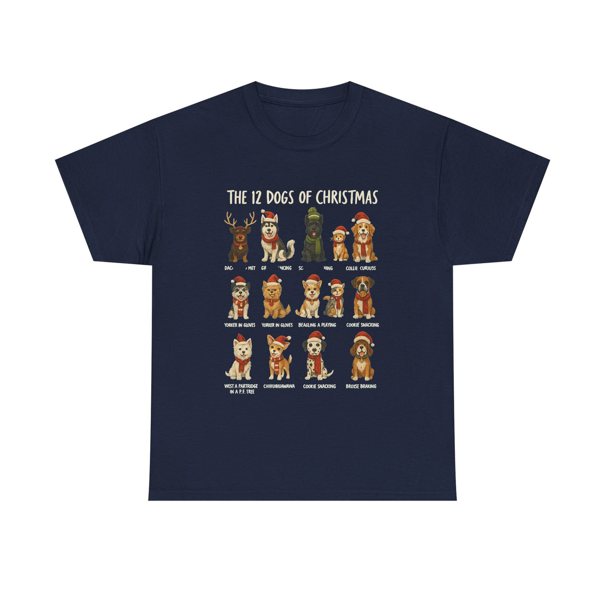 Dog Christmas Shirt: Retro 12 Dogs of Christmas Tee