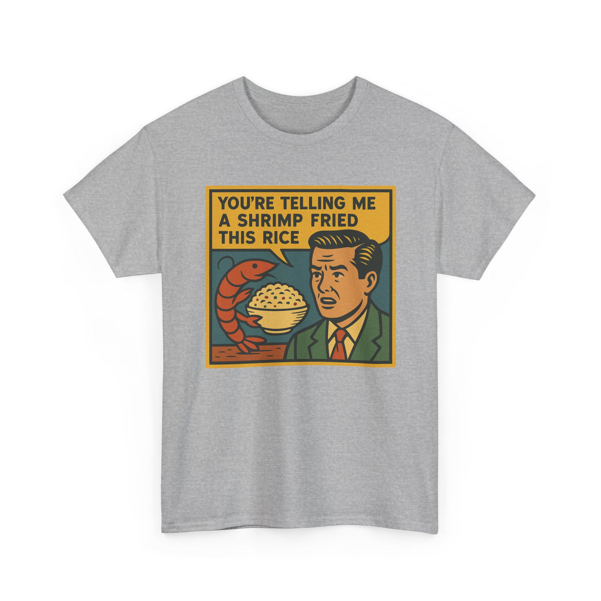 Shrimp Fried Rice Meme T-Shirt: Funny Retro Comic Tee, Soft Cotton