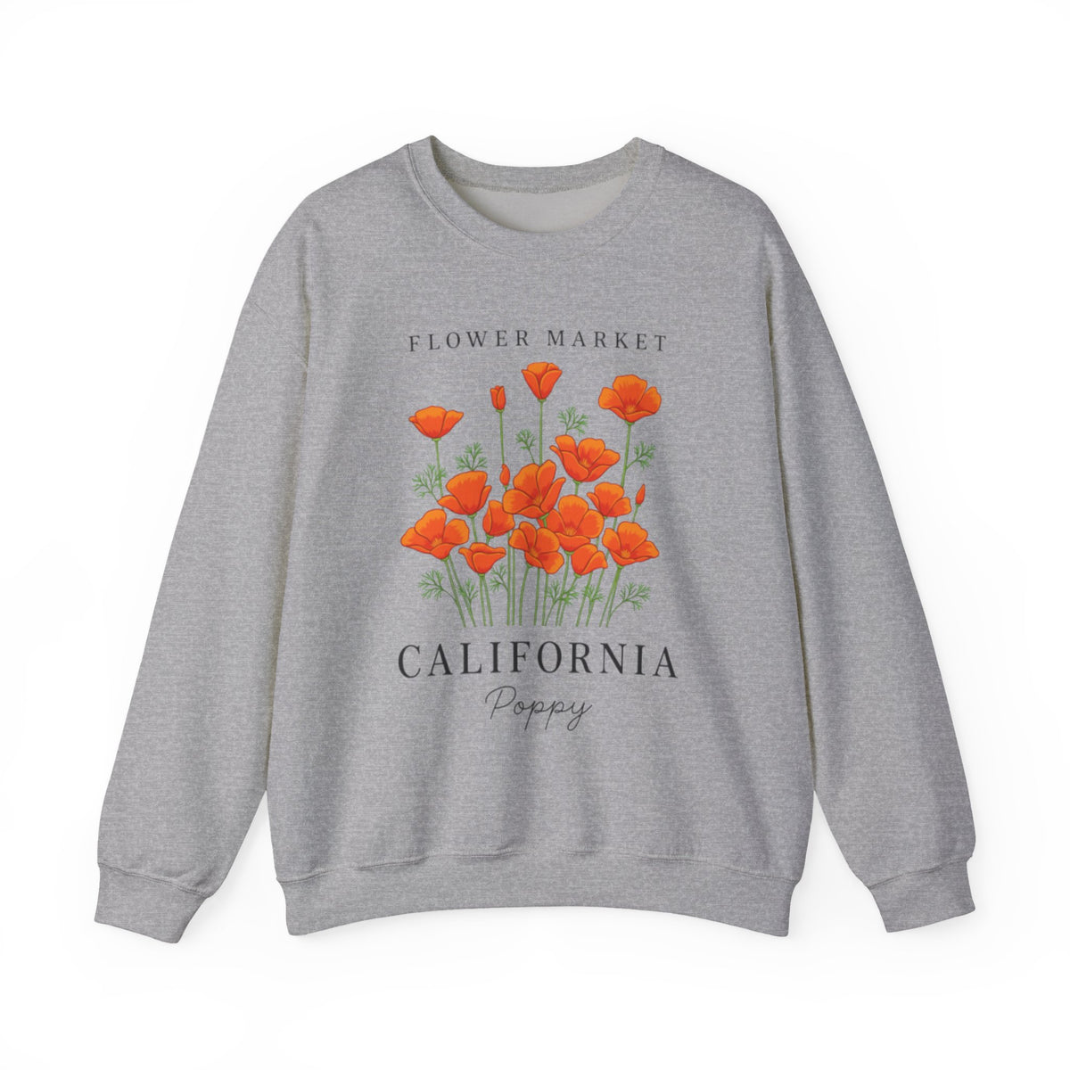 California Poppy Sweatshirt, Superbloom California Poppy Wildflowers, Retro Flowers Sweatshirt, California Sweatshirt, California Poppy