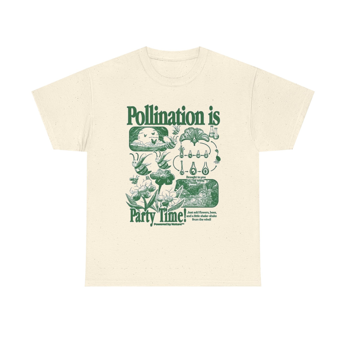 Bee Pollination Vintage T-Shirt, Retro Insect Flower Graphic Tee, 90s Botanical Science Nature Shirt, Wildflower Garden Biology Plant Gift