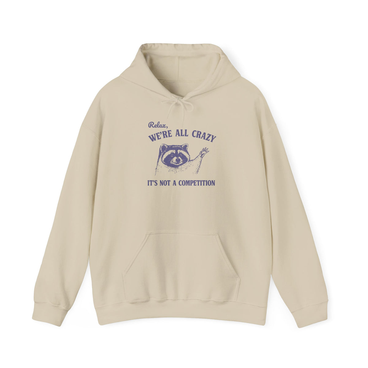 Relax We're All Crazy It's Not A Competition Hoodie, Funny Raccoon Sweatshirt, Funny Sayings, Raccoon Hoodie, Meme Sweatshirt, Raccoon Funn