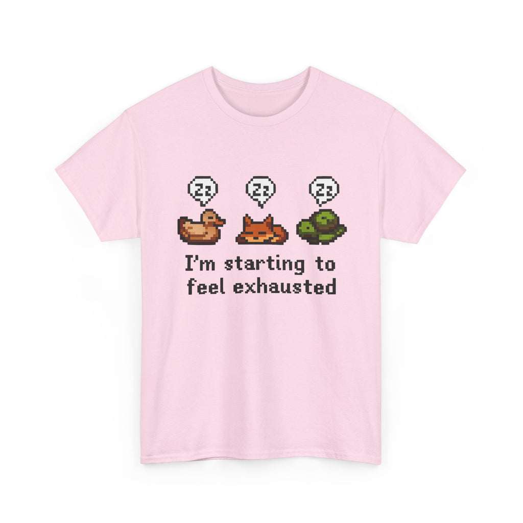I'm Starting To Feel Exhausted tshirt Stardew Valley, Sleepy Chicken shirt, Pixel Art, Gamer Gift, For Him or Her, Pelican Town, Cozy gamer