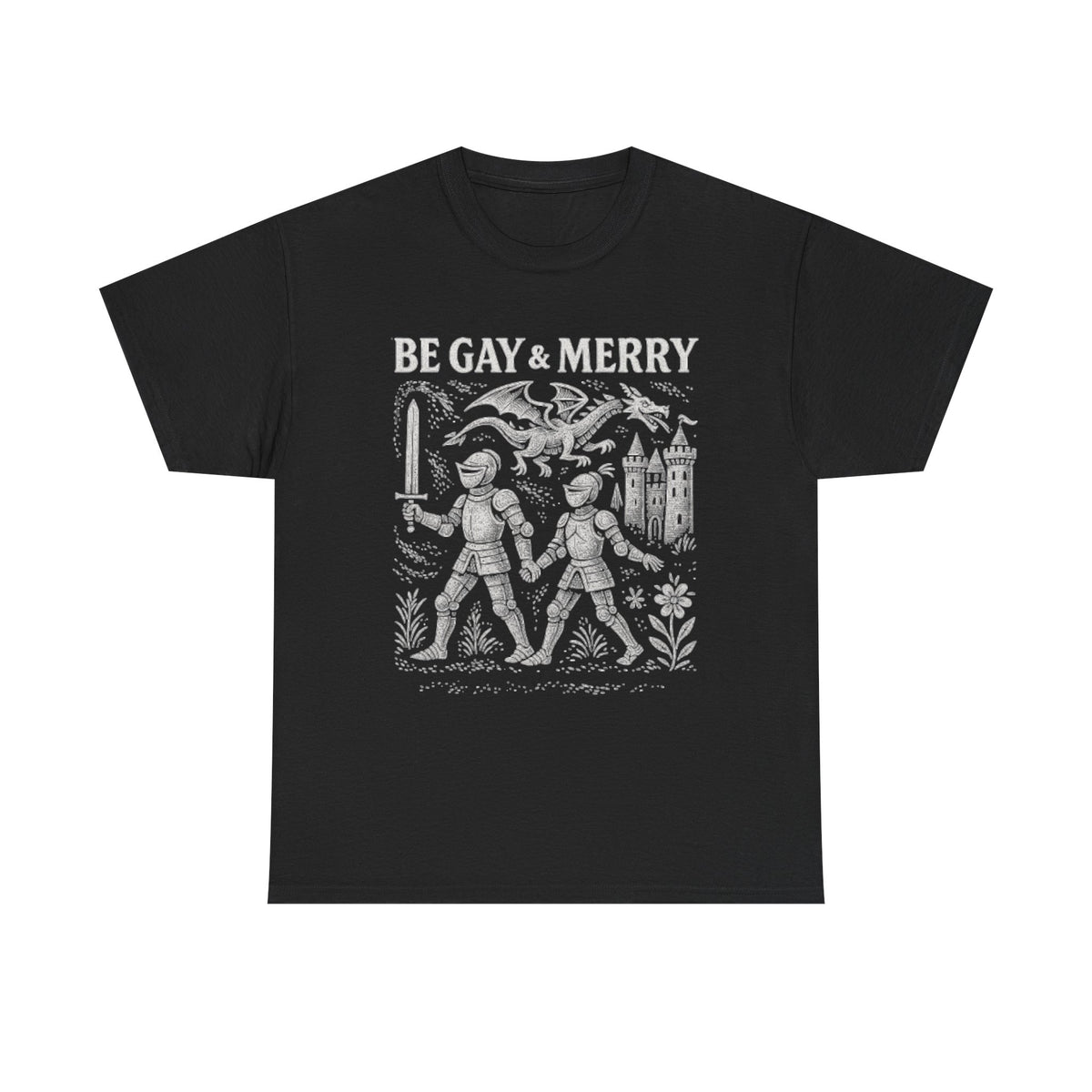 Be Gay & Merry Medieval Shirt, Fantasy lgbt Shirt, Gay Pride Castle Dragon Shirt, Funny Comfort Colors® Unisex Tshirt, Lgbtq Support