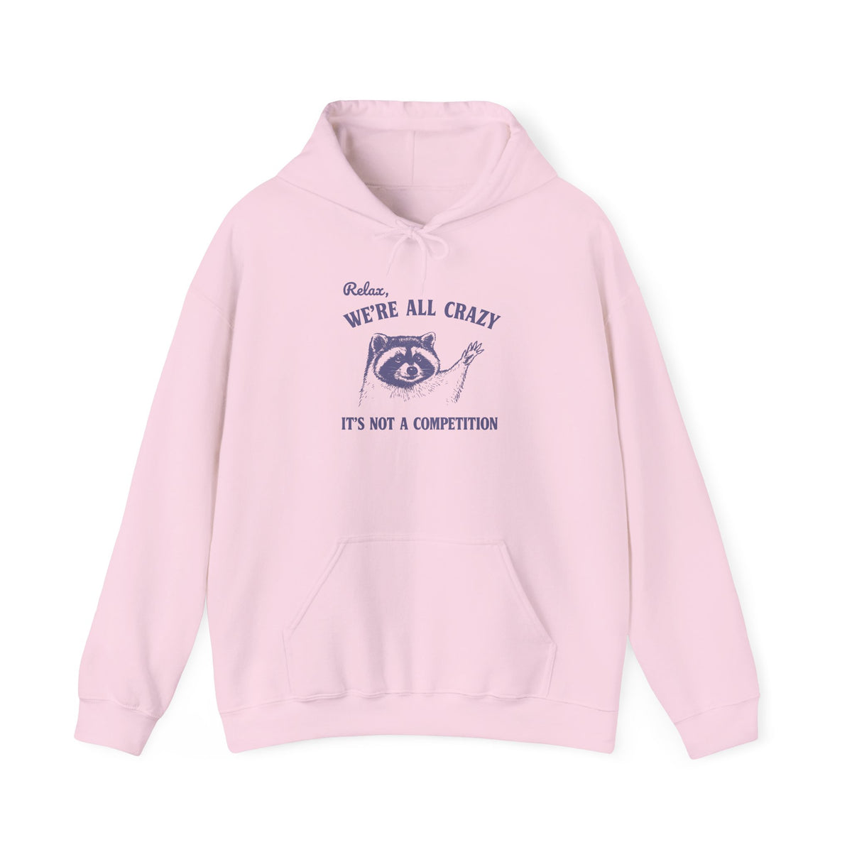 Relax We're All Crazy It's Not A Competition Hoodie, Funny Raccoon Sweatshirt, Funny Sayings, Raccoon Hoodie, Meme Sweatshirt, Raccoon Funn