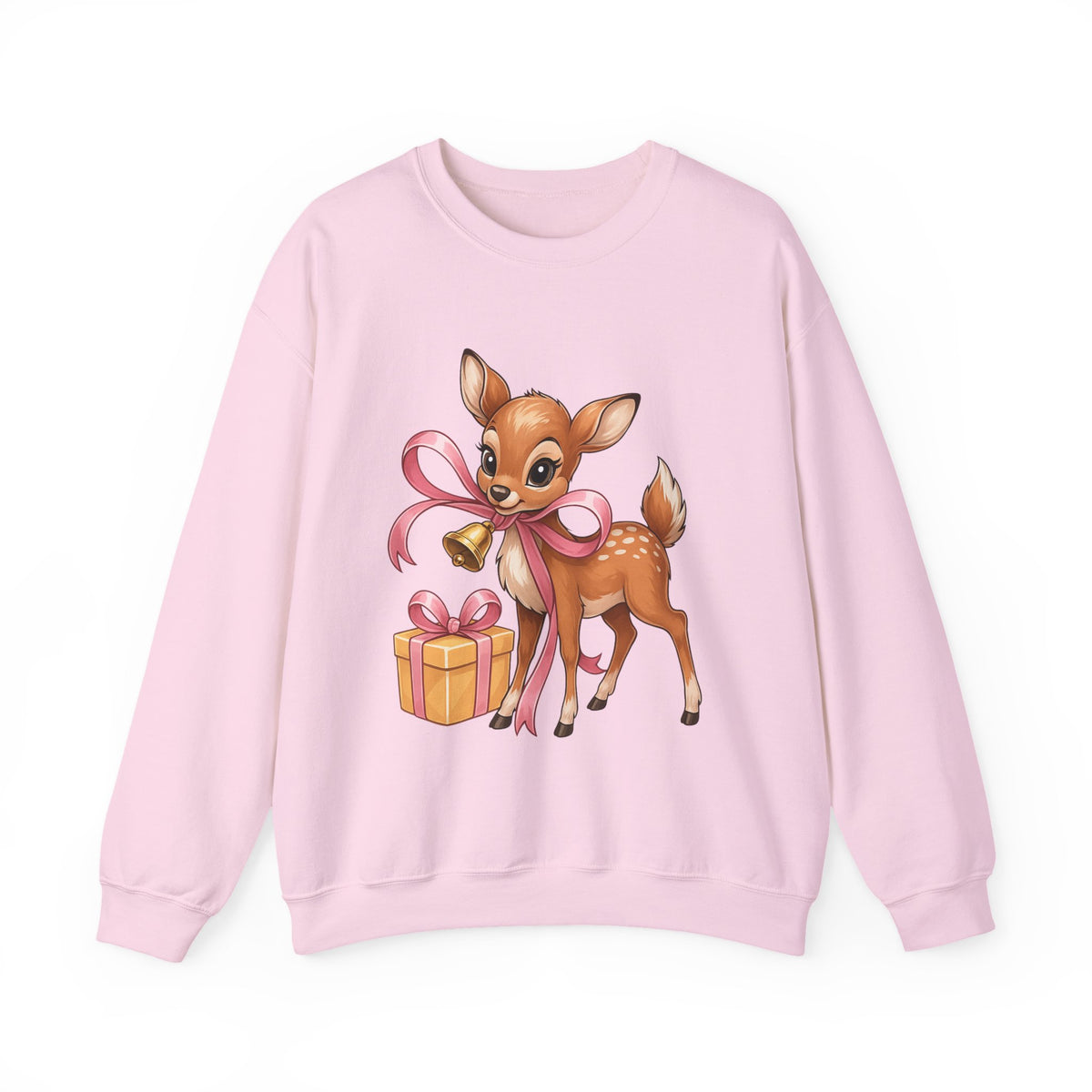 Retro Reindeer Pink Christmas Sweatshirt Gift for Her Retro Reindeer Christmas Sweater Baby Deer Crewneck